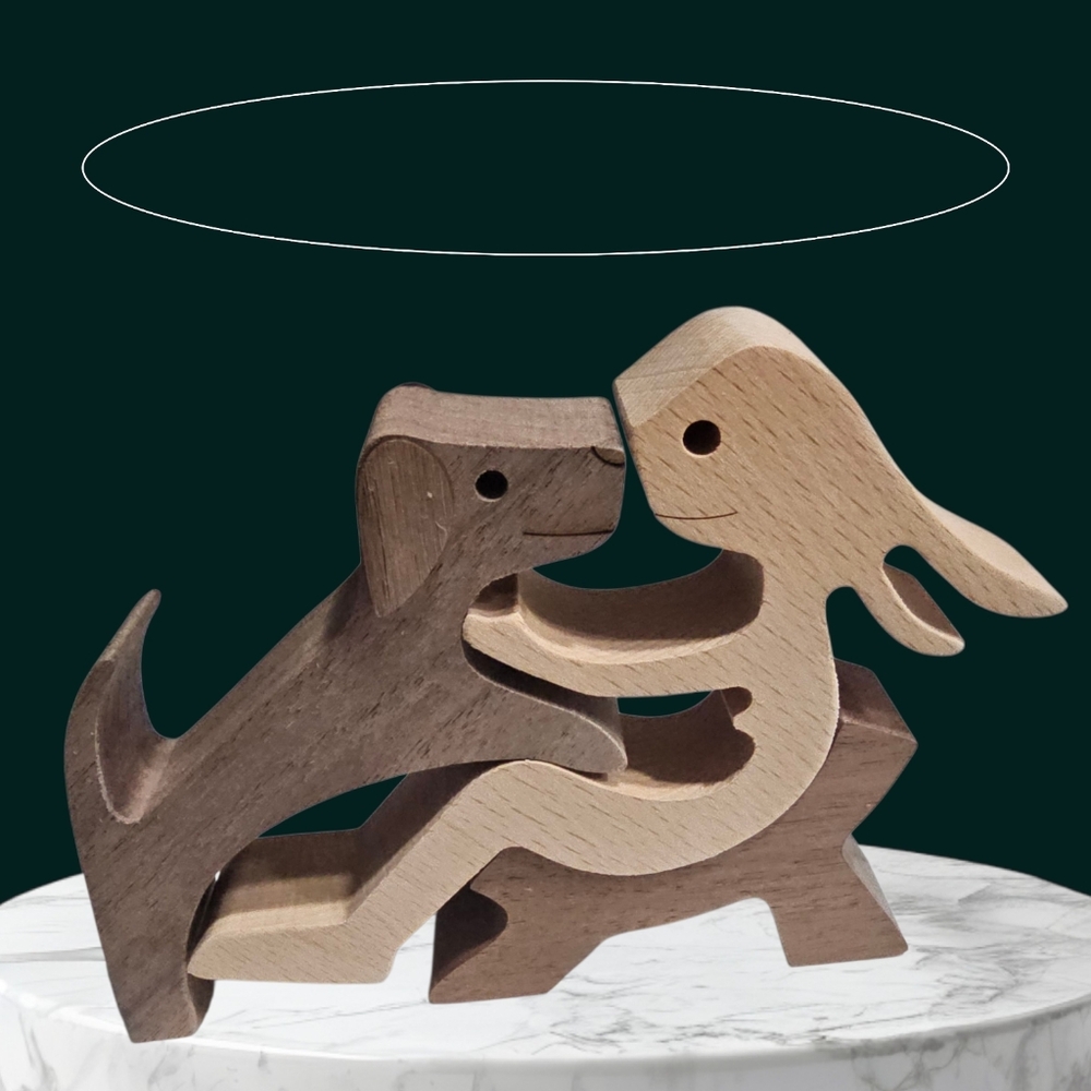 Wooden Figurine Woman & Her Dog Wood Home Decor Puzzle